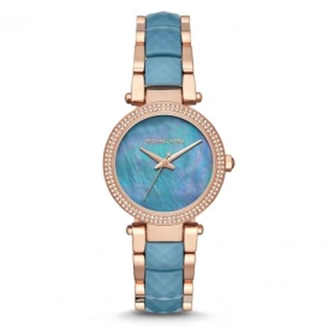 Michael Kors Parker Blue Mother Of Pearl Dial Ladies Watch 